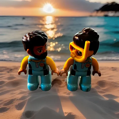 LEGO Duplo Scuba Diver Couple Figures - Bride & Groom Cake Topper / Wedding Gift