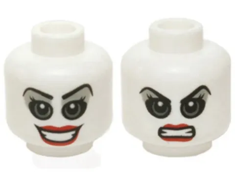 LEGO - Minifig, Head Female Gray Eyes & Eye Shadow w/ Red Lips (Harley Quinn)