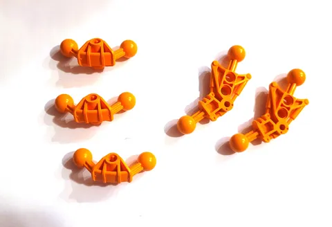 Vintage LEGO Bionicle parts - x5 orange ball joint Tahu Tahnok Toa leg 8563 8534