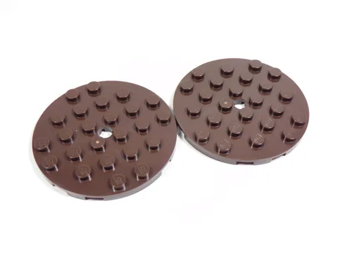 LEGO 2 Dark Brown 6x6 Round Plates O1