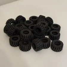 (25pcs) LEGO Wheels 87697 Bulk Lot Black Tires/Wheels Plastic Vehicle Parts 