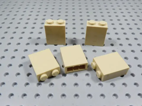 LEGO Lot of 5 Tan 1x2x2 Wall Bricks BD