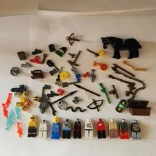 LEGO 87 Piece Bulk Lot Minifigures Torsos Heads Legs Weapons Tools Accessories