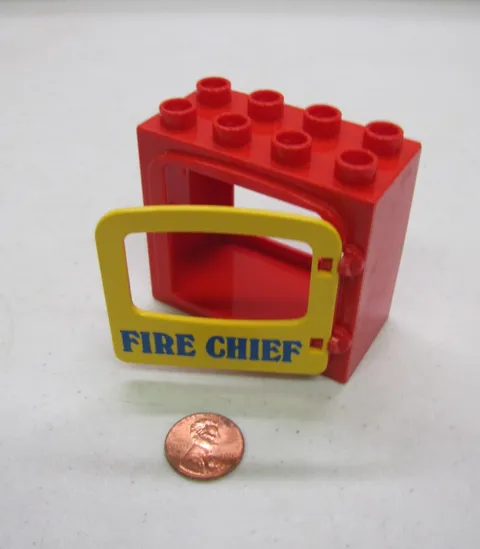 Lego Duplo Red Fire Chief Window Pane Door Unit Building Block 2X4 Station #2
