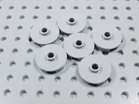 LEGO Lot of 6 Light Bluish Gray Round 2x2 Smooth Plates w/ Open Stud BR