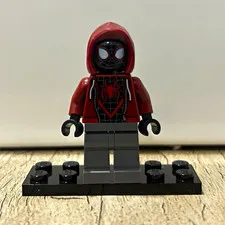 LEGO Miles Morales Minifigure; Red Hooded Black Mask/Head and Gray Legs
