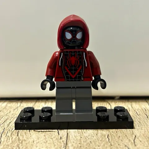 LEGO Miles Morales Minifigure; Red Hooded Black Mask/Head and Gray Legs