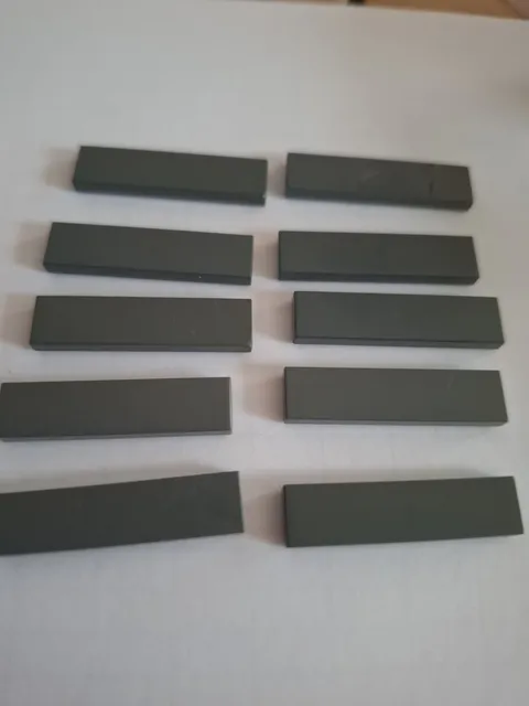 No 358. 10x Lego Tile 1x4 2431 Dark Grey
