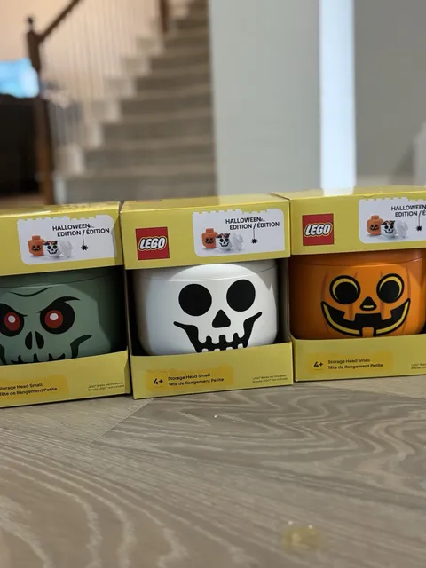 Lego SMALL Halloween Storage Heads Pumpkin, Skeleton, Zombie