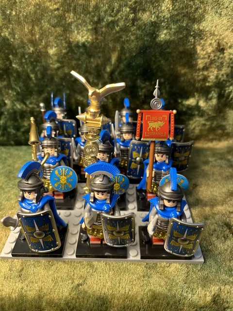 14x 54mm MINI NOVEL 9th IX LEGION HISPANA AQUILIFER & SIGNIFER Genuine LEGO Bases
