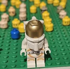 LEGO Astronaut Male White Spacesuit Orange Lines CTY1027 Minifigure (No Lamp)