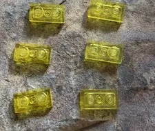 LEGO Parts: 1x2 Plate Bricks, Translucent Yellow, Part # 3023 - Lot