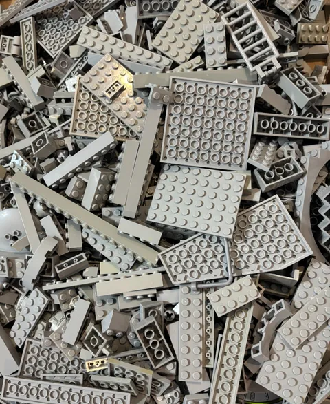LEGO 3 Lb Lighter Gray Bulk Lot Plates Bricks Slopes Mixed Parts Pieces