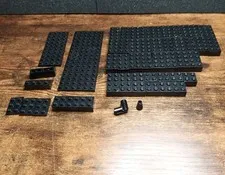 LEGO LOT BLACK 58 PCS Assorted BUILDING PIECES 3x2 1x1 2x2 2x4 16x6 10x4 +others