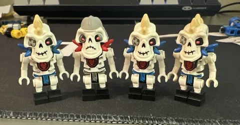 LEGO Ninjago Skeleton Minifigure Lot of 4 - Skeleton Figures w/ Gold Helmet