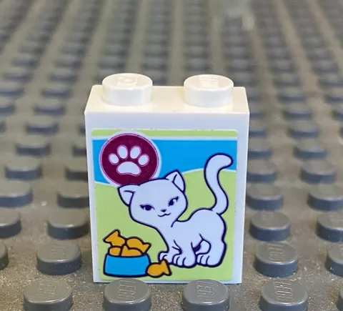 LEGO Cat Food Box with Paw Print, Bowl And Kibbles (Sticker)
