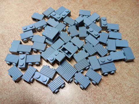 LEGO BULK LOT OF 60 LIGHT BLUISH GRAY MODIFIED BRICKS 1X2 WITH GRILLE #2877