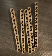 LEGO Technic Beam Liftarm Bulk Lot 10pc Black & Beige Plastic Parts