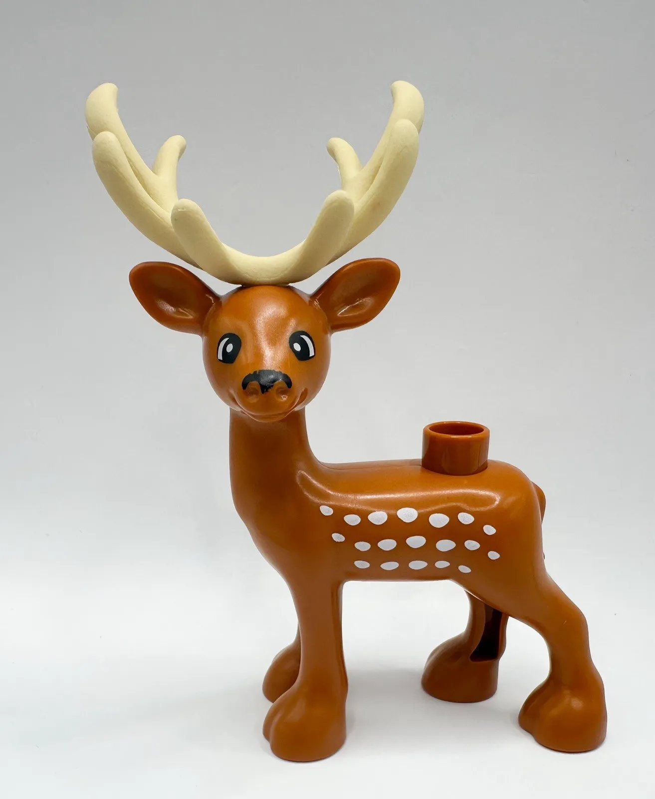Lego Duplo Animal Adult Male Deer, Brown With White Spots, Antlers