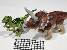 Lego Jurassic World 5885 Triceratops & 5884 Velociraptor Dinosaur Minifigure Net