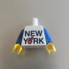 NEW LEGO - Torso - Town - 'NEW YORK' Big Red Apple White / Blue Arms x 1 - NYC