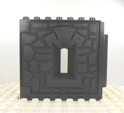 Lego Duplo Item Hinged Castle Wall w/ window slot dk gray/brown