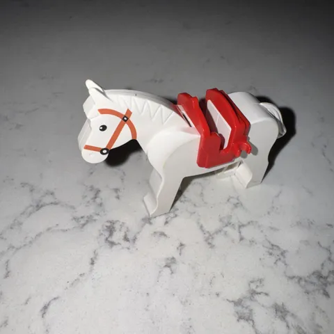 Lego Castle White Horse with Red Saddle/Movable Neck/Vintage/VG+