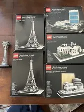 Lego Architecture LOT of Incomplete Sets (21019, 21018, 21006, 21004...) w/ Box