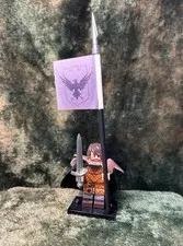 1x 54mm MINI GOT JON SNOW NIGHTWATCH + 1x Banner on Genuine LEGO Flagpole + Base