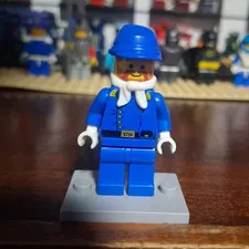 LEGO Coast Guard Minifigure Blue Uniform White Scarf Blue Hat Display Base