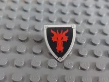 Lego 70404 - Short Triangular Shield with Red Dragon Head - Used