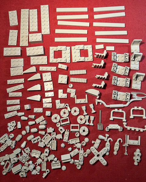 Lego lot of 168 assorted pieces, bricks, flats, slopes, brackets, etc  All GRAY!