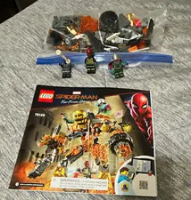 LEGO Marvel Spider-Man 76128 Molten Man Battle complete set w/ Minifigs Manual