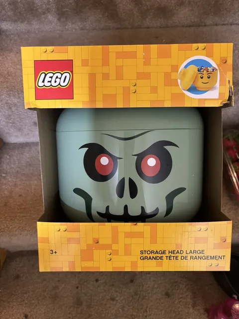 Lego LARGE Green Skeleton Zombie Storage Head Container NEW Halloween Decor