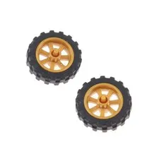 2x LEGO Rad 21x6 Black Rim 15x6 Pearl Gold Motorcycle 6055350 50861 50862c01