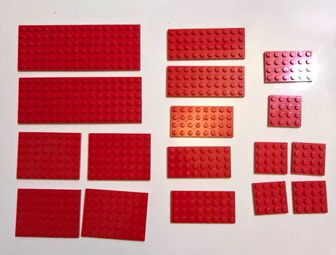 Lot of 17 Red Lego Baseplates 4X  6X