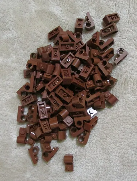 LEGO Plate, Modified 1 x 2 with Pin Hole Reddish Brown no. 11458 (Qty 50) *NEW*