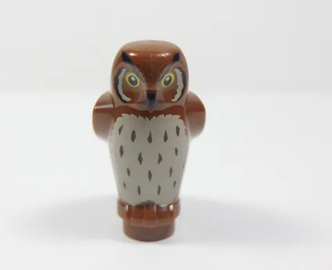 LEGO Reddish Brown Owl Animal Minifig Yellow Eyes Black Beak H12