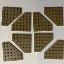LEGO 8-piece Dark tan Wedge, Plate 6 x 6 Cut Corner FREE SHIPPING