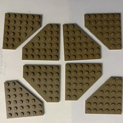 LEGO 8-piece Dark tan Wedge, Plate 6 x 6 Cut Corner FREE SHIPPING