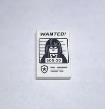 Lego 2x3 Printed Tile Poster Wanted 184 Woman Sign Black Hair Mask City New 