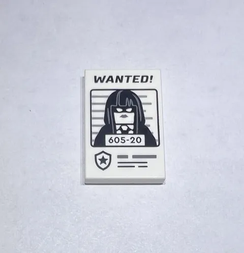 Lego 2x3 Printed Tile Poster Wanted 184 Woman Sign Black Hair Mask City New 