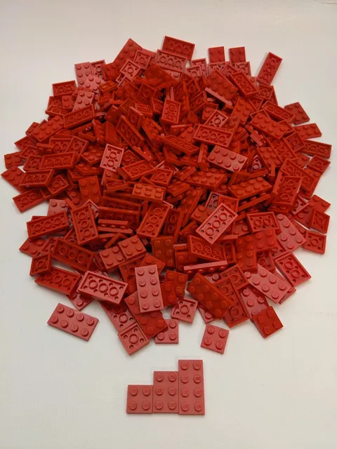 400pcs LEGO Plates Lot 2x2 2x3 2x4 Pieces 2 Stud Wide Only Flats Bulk Red