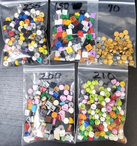 Bulk 865pc LEGO 1x1 Round Plates & Tiles for LEGO Art/Mosaic Projects Sorted