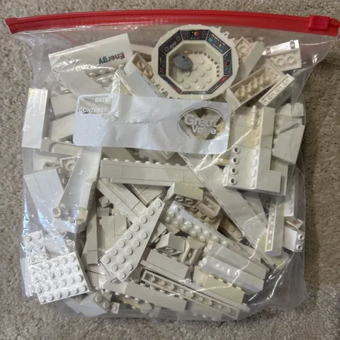 Lot of 1 Gallon White Colored Assorted Lego Pieces Blocks Replacement Pieces