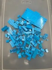 4 oz. Mixed Dark Azure Legos - standard blocks and unique pieces