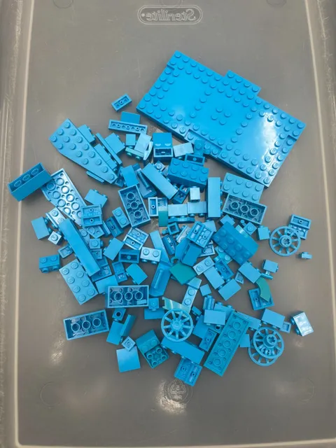 4 oz. Mixed Dark Azure Legos - standard blocks and unique pieces