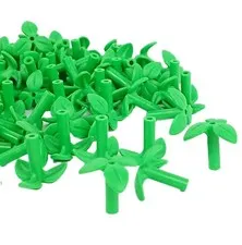 100 Pieces LEGO® Bright Green Plant Stem with Bar, 3 Leaves, and Small Pin Hole