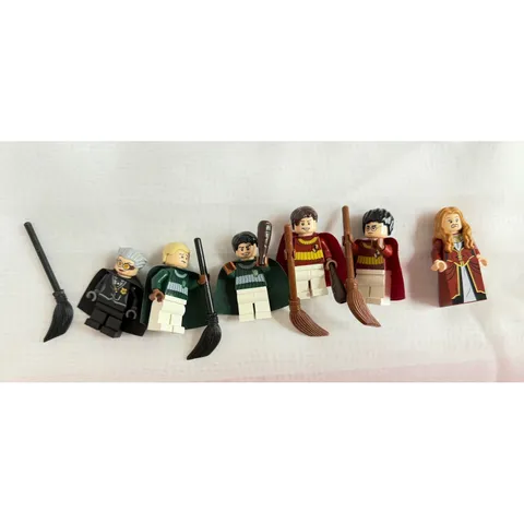 LEGO Harry Potter Minifigure Lot Draco Malfoy Madam Hooch Quidditch Brooms Capes