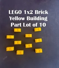 LEGO 1x2 Brick Yellow Building Part Lot of 10